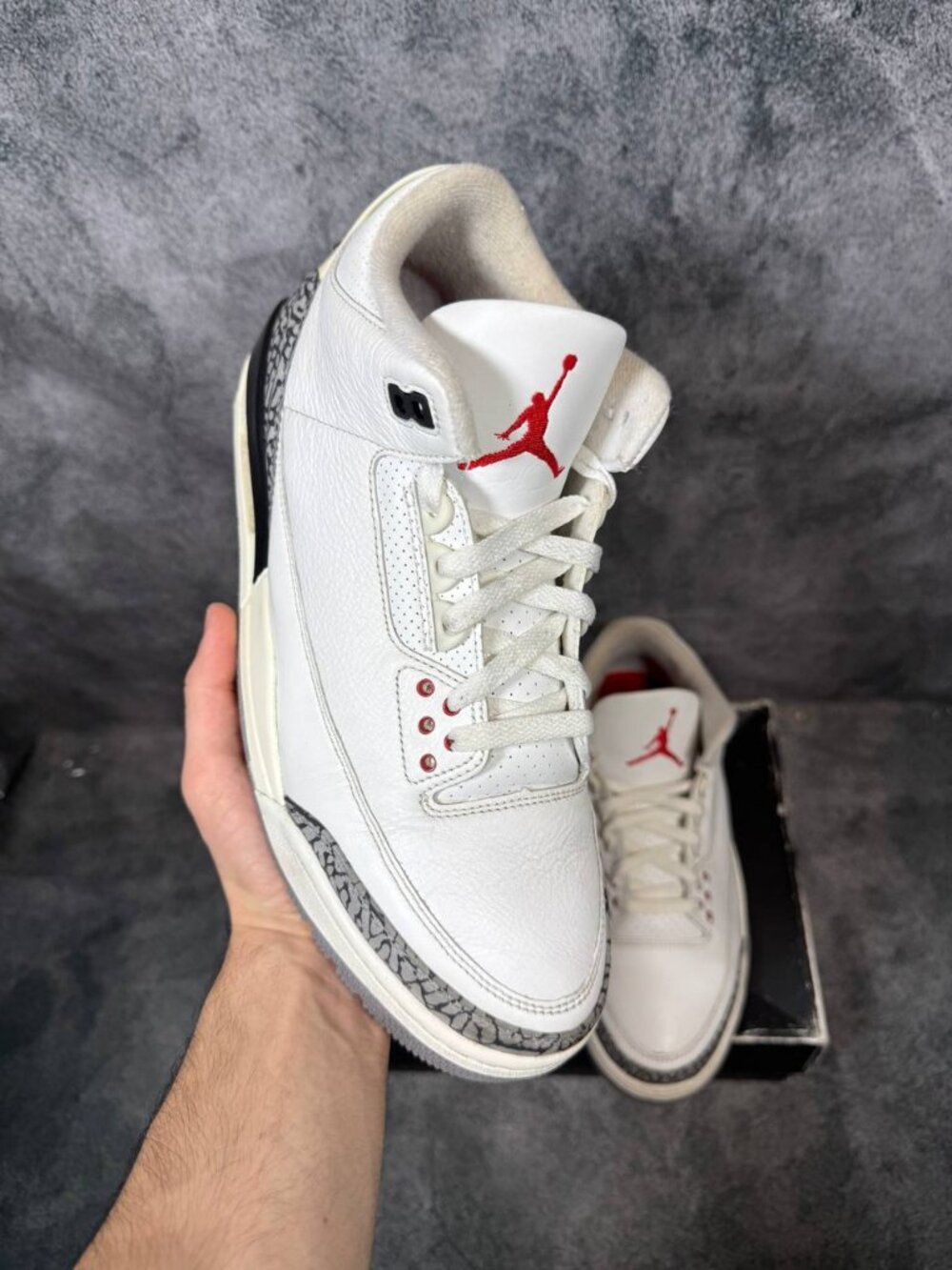 Size 10 | Jordan 3 White Cement Box | Pre-Owned